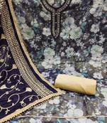 Elegant multi-colour viscose simar embroidered dress material with dupatta