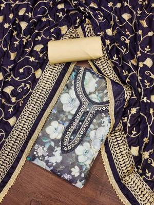 Elegant multi-colour viscose simar embroidered dress material with dupatta 3