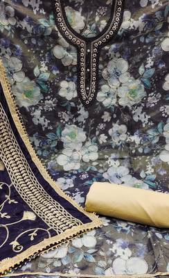 Elegant multi-colour viscose simar embroidered dress material with dupatta 4