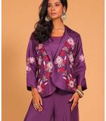 Purple plazo set hand embroidery