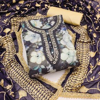 Elegant multi-colour viscose simar embroidered dress material with dupatta 5