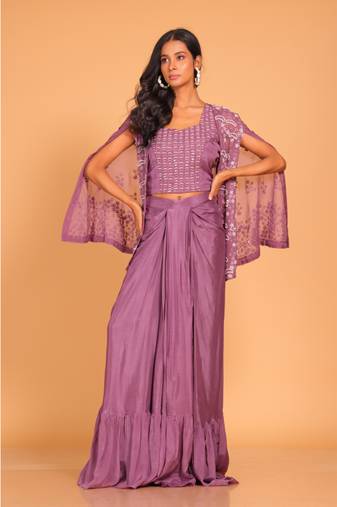 Light multicolour crop top with embroidery jacket hand embroidery