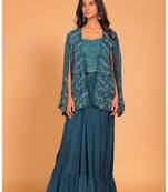 Blue crop top with embroidery jacket hand embroidery