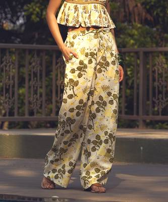 Green printed cotton pant 1
