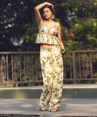 Green printed cotton pant 2