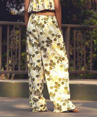 Green printed cotton pant 3