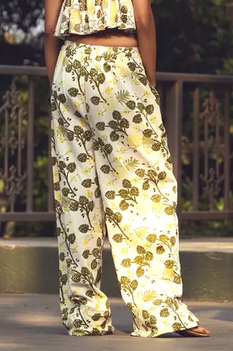 Green printed cotton pant