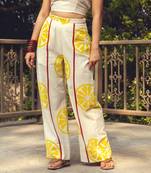 Yellow printed cotton pant