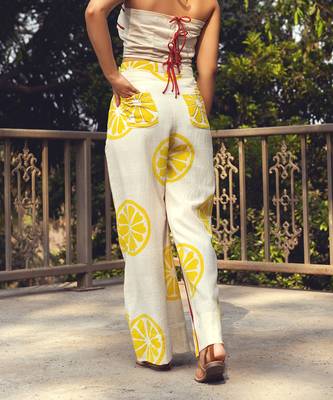 Yellow printed cotton pant 2