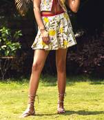 Yellow printed cotton skirt