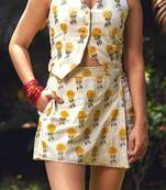Yellow printed cotton skirt