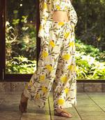 Yellow printed cotton pant
