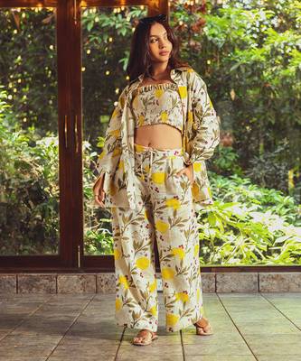 Yellow printed cotton pant 2