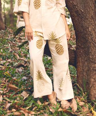 Green printed cotton pant 1