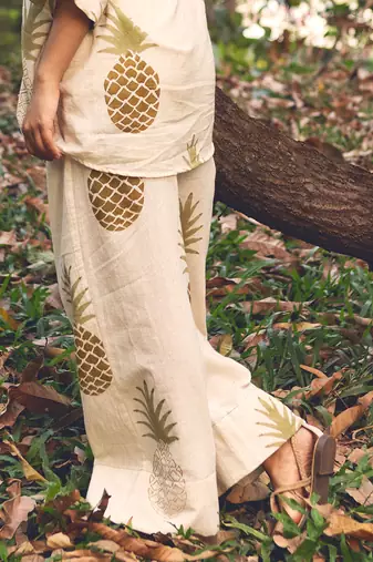 Green printed cotton pant