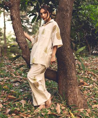 Green printed cotton pant 3