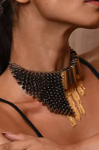 Gold and black chic harmony choker