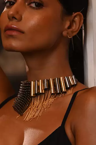 Gold and black chic harmony choker