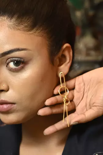 Gold circle of elegance  earring