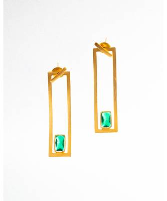 Gold and green emerald elegance green hanging earrings 2