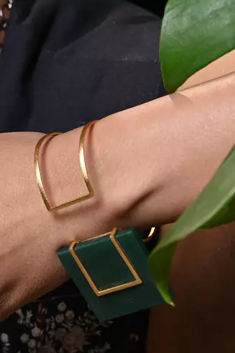 Green and gold verdant verve bold green bracelet