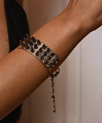Gold and black edgy elegance spike bracelet 3