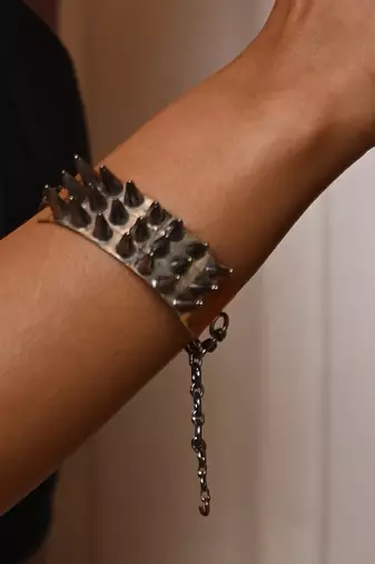 Gold and black edgy elegance spike bracelet