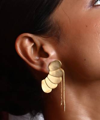 Gold convertible charm detachable chain earring 2