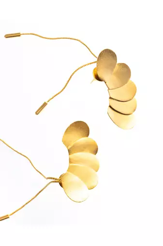 Gold convertible charm detachable chain earring