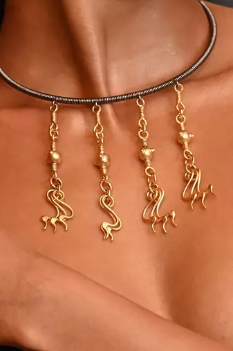 Gold and black spirit  hanging neckpiece