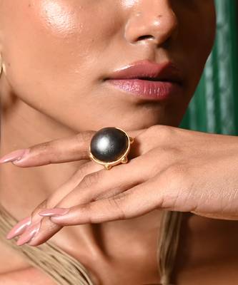 Gold and black bold statement ring 1