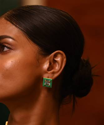 Green and gold enchantment  earring 1