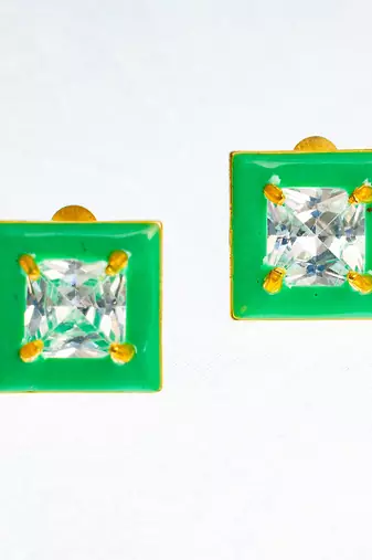 Green and gold enchantment  earring