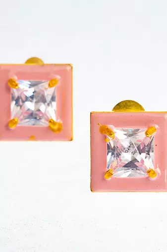 Pink and gold blushing petals earring