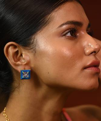 Blue and gold oceanic opulence earrings 2