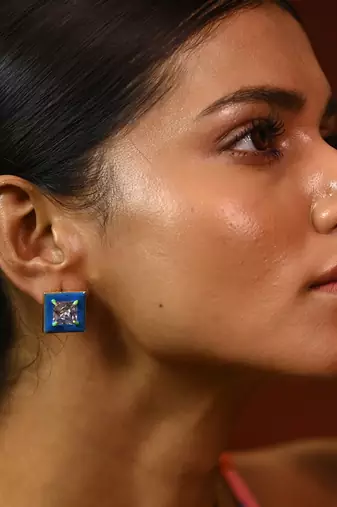 Blue and gold oceanic opulence earrings