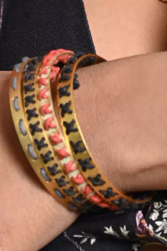 Black  red stacking plunge bangles