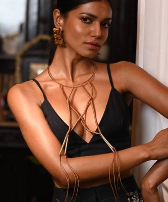 Brown and gold jazz neckpiece 1