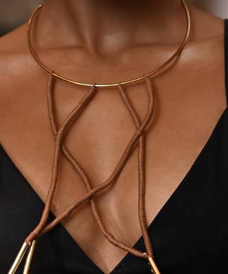 Brown and gold jazz neckpiece 2