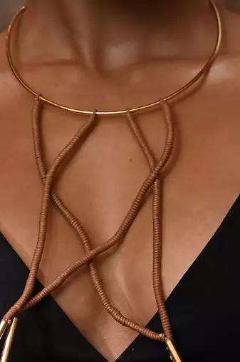 Brown and gold jazz neckpiece
