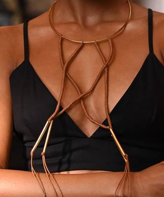 Brown and gold jazz neckpiece 4