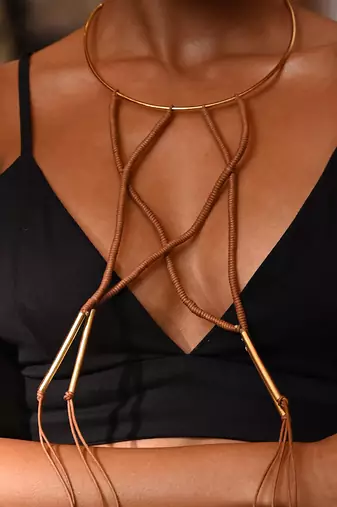 Brown and gold jazz neckpiece