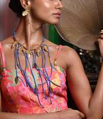 Blue and gold serenity in nature neckpiece