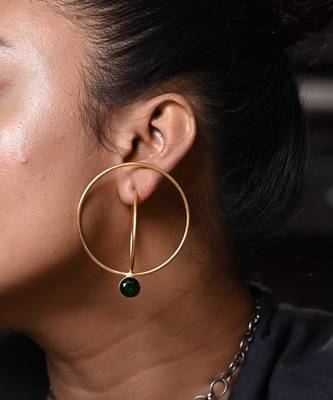 Green & gold natural elegance loop earring 2