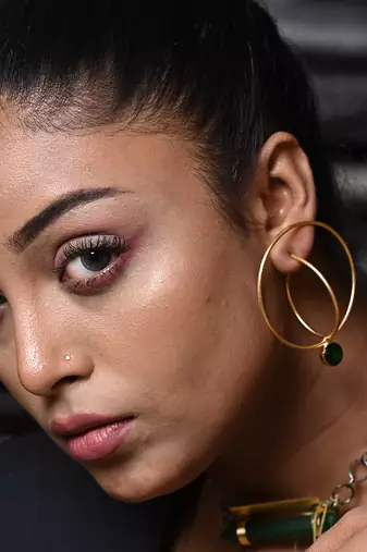 Green & gold natural elegance loop earring