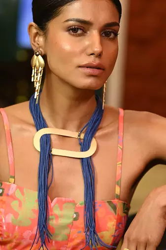 Blue & gold oceanic grace neckpiece