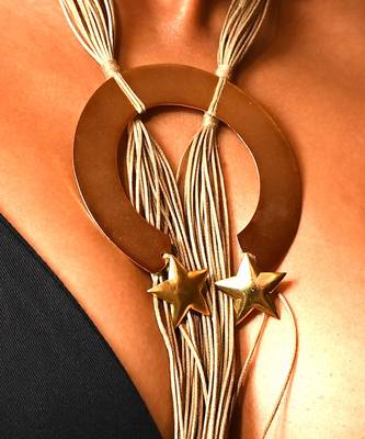 Gold and brown central sphere cord neckpiece 3