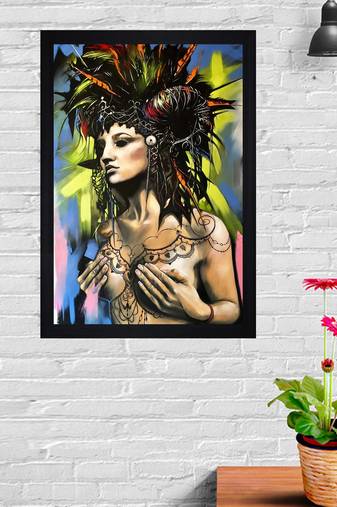 Chaque decor abstract tribal lady texture paper framed art print 19.25 inches x 13.25 inchesperfect for home decor