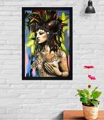 Chaque decor abstract tribal lady texture paper framed art print 19.25 inches x 13.25 inchesperfect for home decor