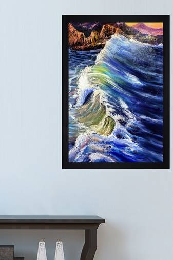 Chaque decor original tides oil texture paper framed art print 19.25 inches x 13.25 inchesperfect for home decor